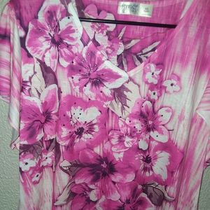 Tops - Beautiful Pink Flower Blouse Tops - Beautiful Pink Flower Blouse